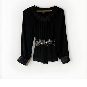 XOXO Y2K Vintage Black Blouse With Embellishment And Tie Back Women’s Small